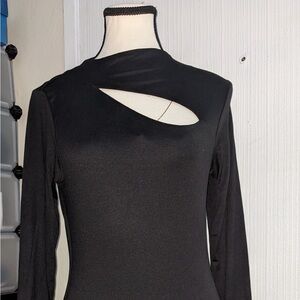 Black Cut-Out Long Sleeve Top